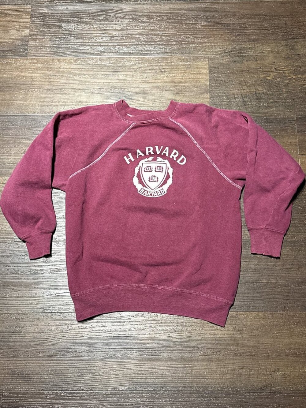 Vintage Harvard Raglan Crewneck Sweatshirt 60s 70s Crest Youth L 12 Womens XS